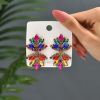 Glam French Style Beach Maple Leaf Copper Alloy Inlay Artificial Gemstones Women's Drop Earrings sku image 1