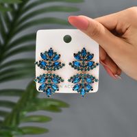 Glam French Style Beach Maple Leaf Copper Alloy Inlay Artificial Gemstones Women's Drop Earrings sku image 2