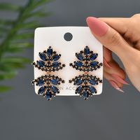 Glam French Style Beach Maple Leaf Copper Alloy Inlay Artificial Gemstones Women's Drop Earrings sku image 3