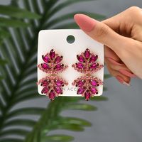 Glam French Style Beach Maple Leaf Copper Alloy Inlay Artificial Gemstones Women's Drop Earrings sku image 4