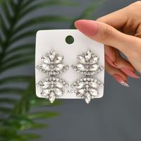 Glam French Style Beach Maple Leaf Copper Alloy Inlay Artificial Gemstones Women's Drop Earrings sku image 5