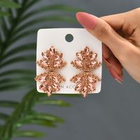 Glam French Style Beach Maple Leaf Copper Alloy Inlay Artificial Gemstones Women's Drop Earrings sku image 6