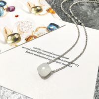 Simple Style Square Copper Inlay Crystal White Gold Plated Necklace sku image 5