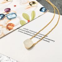 Simple Style Square Copper Inlay Crystal White Gold Plated Necklace sku image 27