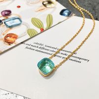Simple Style Square Copper Inlay Crystal White Gold Plated Necklace sku image 30