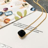 Simple Style Square Copper Inlay Crystal White Gold Plated Necklace sku image 24