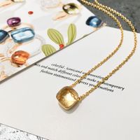 Simple Style Square Copper Inlay Crystal White Gold Plated Necklace sku image 34