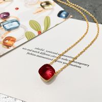 Simple Style Square Copper Inlay Crystal White Gold Plated Necklace sku image 43