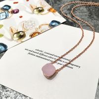 Simple Style Square Copper Inlay Crystal White Gold Plated Necklace sku image 49