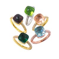 Simple Style Square Copper Plating Inlay Crystal Zircon Gold Plated Rings main image 1