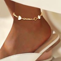Vacation Four Leaf Clover Heart Shape Titanium Steel Plating Inlay Shell 18k Gold Plated Silver Plated Women's Anklet main image 1