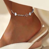 Vacation Four Leaf Clover Heart Shape Titanium Steel Plating Inlay Shell 18k Gold Plated Silver Plated Women's Anklet main image 3