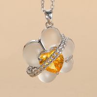 Elegant Luxurious Clouds Flower Lightning Resin Copper Plating Inlay Zircon 14k Gold Plated Pendant Necklace sku image 4