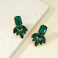 Retro French Style Square Water Droplets Alloy Inlay Gem Zircon Women's Earrings main image 6