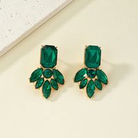 Retro French Style Square Water Droplets Alloy Inlay Gem Zircon Women's Earrings main image 4