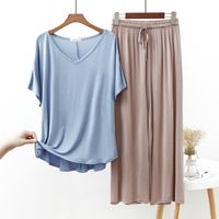 Women's Simple Style Solid Color Modal Pants Sets main image 4