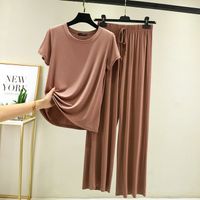 Women's Simple Style Solid Color Modal Pants Sets main image 5