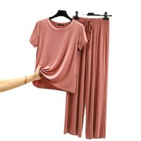 Women's Simple Style Solid Color Modal Pants Sets main image 4