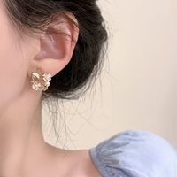 Sweet Flower Butterfly Alloy Inlay Artificial Pearls Rhinestones Shell Women's Ear Studs main image 2