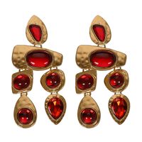 1 Pair Streetwear Water Droplets Inlay Alloy Artificial Gemstones Drop Earrings main image 5