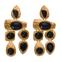 1 Pair Streetwear Water Droplets Inlay Alloy Artificial Gemstones Drop Earrings sku image 2
