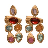 1 Pair Streetwear Water Droplets Inlay Alloy Artificial Gemstones Drop Earrings main image 3