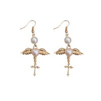 Ethnic Style Wings Alloy Plating Inlay Artificial Pearls Women's Drop Earrings Ear Clips main image 5