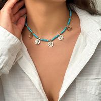 Retro Round Beaded Alloy Turquoise Women's Necklace main image 2