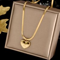 304 Stainless Steel 18K Gold Plated Retro Simple Style Plating Heart Shape Pendant Necklace main image 5