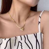 304 Stainless Steel 18K Gold Plated Retro Simple Style Plating Heart Shape Pendant Necklace main image 4