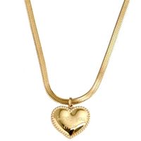 304 Stainless Steel 18K Gold Plated Retro Simple Style Plating Heart Shape Pendant Necklace main image 2