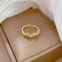 Simple Style Classic Style Leaf Brass Zircon Open Ring In Bulk main image 2