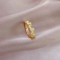 Simple Style Classic Style Leaf Brass Zircon Open Ring In Bulk sku image 1