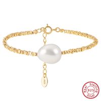Wholesale Elegant Simple Style Round Freshwater Pearl Sterling Silver Beaded Plating Bracelets main image 3