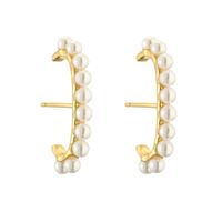 1 Pair Simple Style U Shape Inlay Copper Pearl Ear Studs main image 3