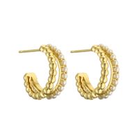 1 Pair Simple Style U Shape Inlay Copper Pearl Ear Studs sku image 3