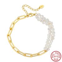 Wholesale Elegant Simple Style Round Sterling Silver Beaded Plating 14k Gold Plated White Gold Plated Bracelets sku image 1