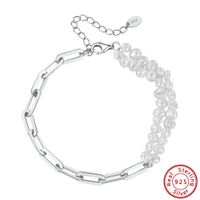 Wholesale Elegant Simple Style Round Sterling Silver Beaded Plating 14k Gold Plated White Gold Plated Bracelets sku image 2