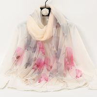 Women's Elegant Lady Color Block High Quality Yarn Printing Silk Scarf sku image 11