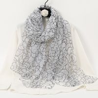 Women's Elegant Lady Color Block High Quality Yarn Printing Silk Scarf sku image 3