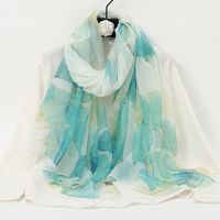 Women's Elegant Lady Color Block High Quality Yarn Printing Silk Scarf sku image 2