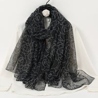 Women's Elegant Lady Color Block High Quality Yarn Printing Silk Scarf sku image 4