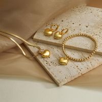 Simple Style Heart Shape Copper Zircon Bracelets Earrings Necklace In Bulk main image 5