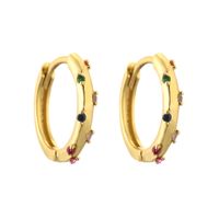 1 Pair Simple Style Circle Inlay Copper Zircon Earrings sku image 1
