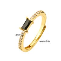 Ig Style Rectangle Copper Plating Inlay Zircon Open Ring main image 4