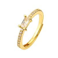 Ig Style Rectangle Copper Plating Inlay Zircon Open Ring main image 3