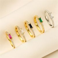 Ig Style Rectangle Copper Plating Inlay Zircon Open Ring main image 1