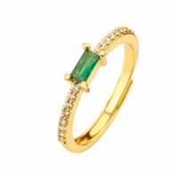 Ig Style Rectangle Copper Plating Inlay Zircon Open Ring main image 2