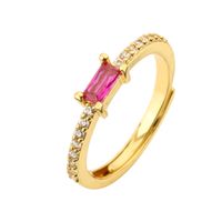 Ig Style Rectangle Copper Plating Inlay Zircon Open Ring sku image 4