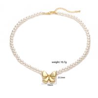 Elegant Bow Knot Imitation Pearl Copper Plating 18k Gold Plated Women's Necklace main image 5
